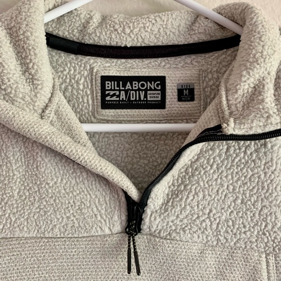 Billabong A/Div Oatmeal Boundary Mock Neck Fleece Pullover Half Zip Jacket - Picture 6 of 11